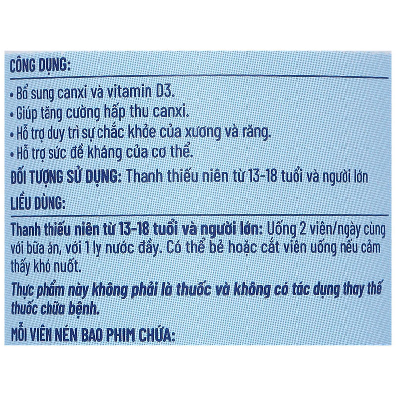 Thực phẩm bảo vệ sức khoẻ: Ostelin Calcium & Vitamin D3 - 15
